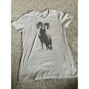 KUIU Womens Gray Ultralight Hunting Graphic T-Shirt Large Topo Logo Tee F7